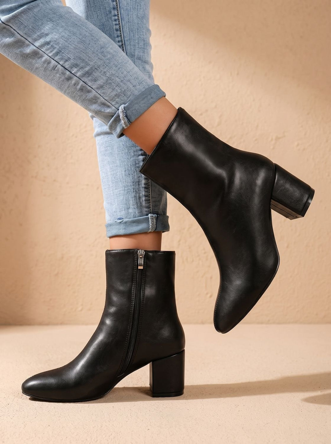 Women's Pointed-Toe Block-Heel Side-Zip Ankle Boots