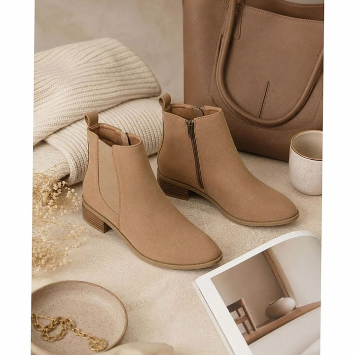 Women's Pointed-Toe Block Heel Suede Ankle Booties
