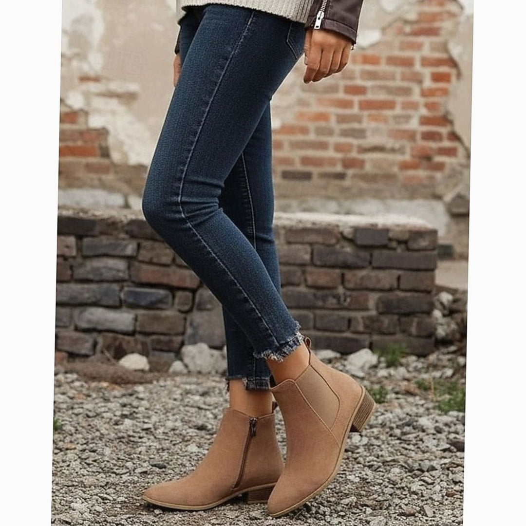 Women's Pointed-Toe Block Heel Suede Ankle Booties