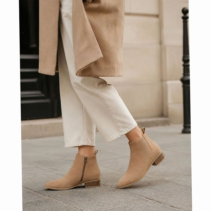 Women's Pointed-Toe Block Heel Suede Ankle Booties