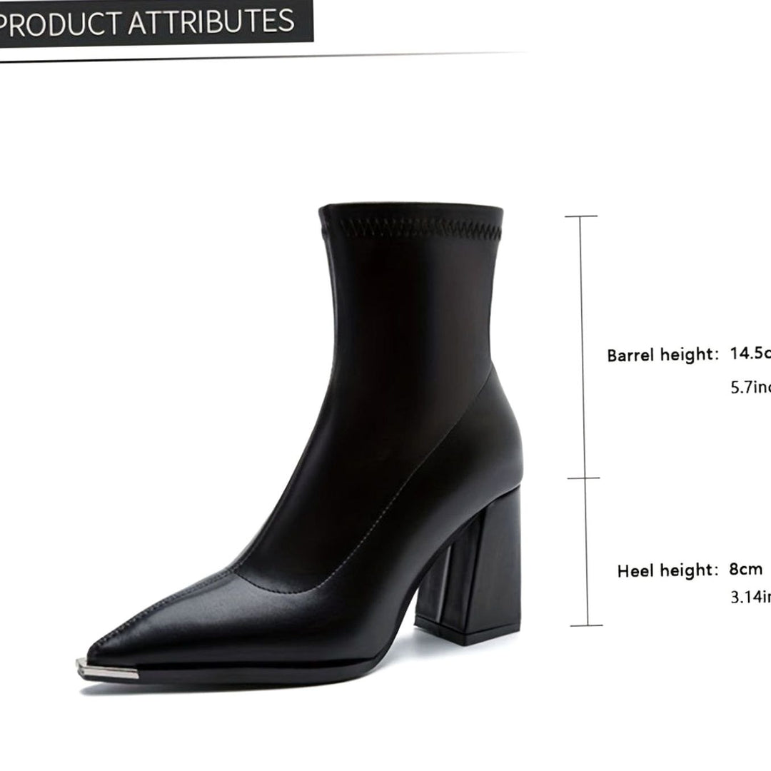 Women's Pointed-Toe Chunky Heel Side-Zip Ankle Booties