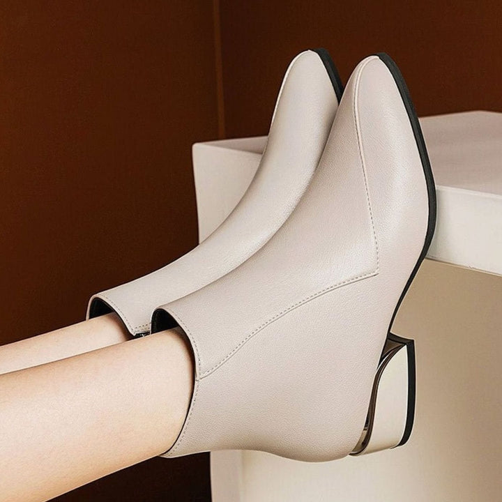 Women's Pointed-Toe Low Block-Heel Side-Zip Ankle Boots
