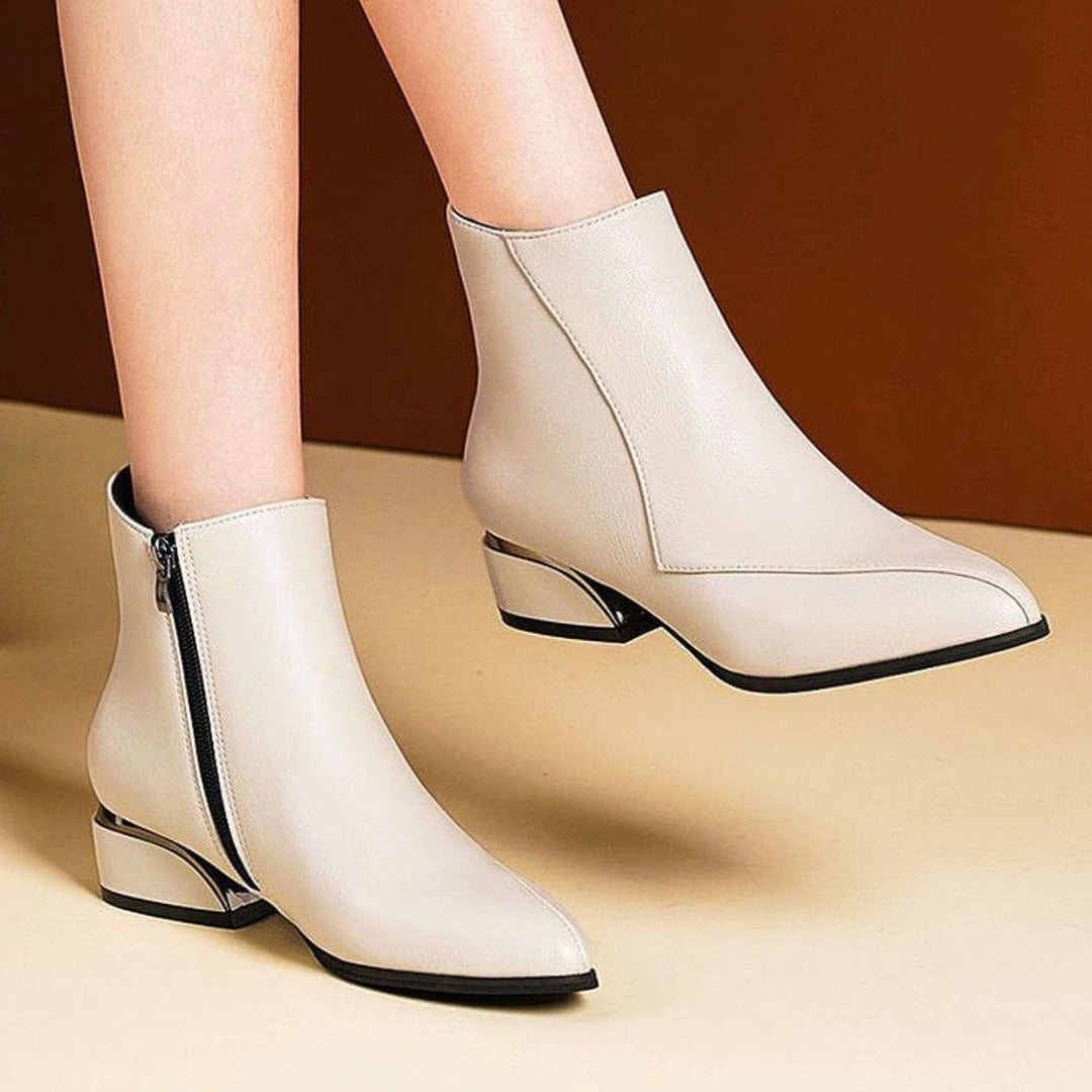 Women's Pointed-Toe Low Block-Heel Side-Zip Ankle Boots