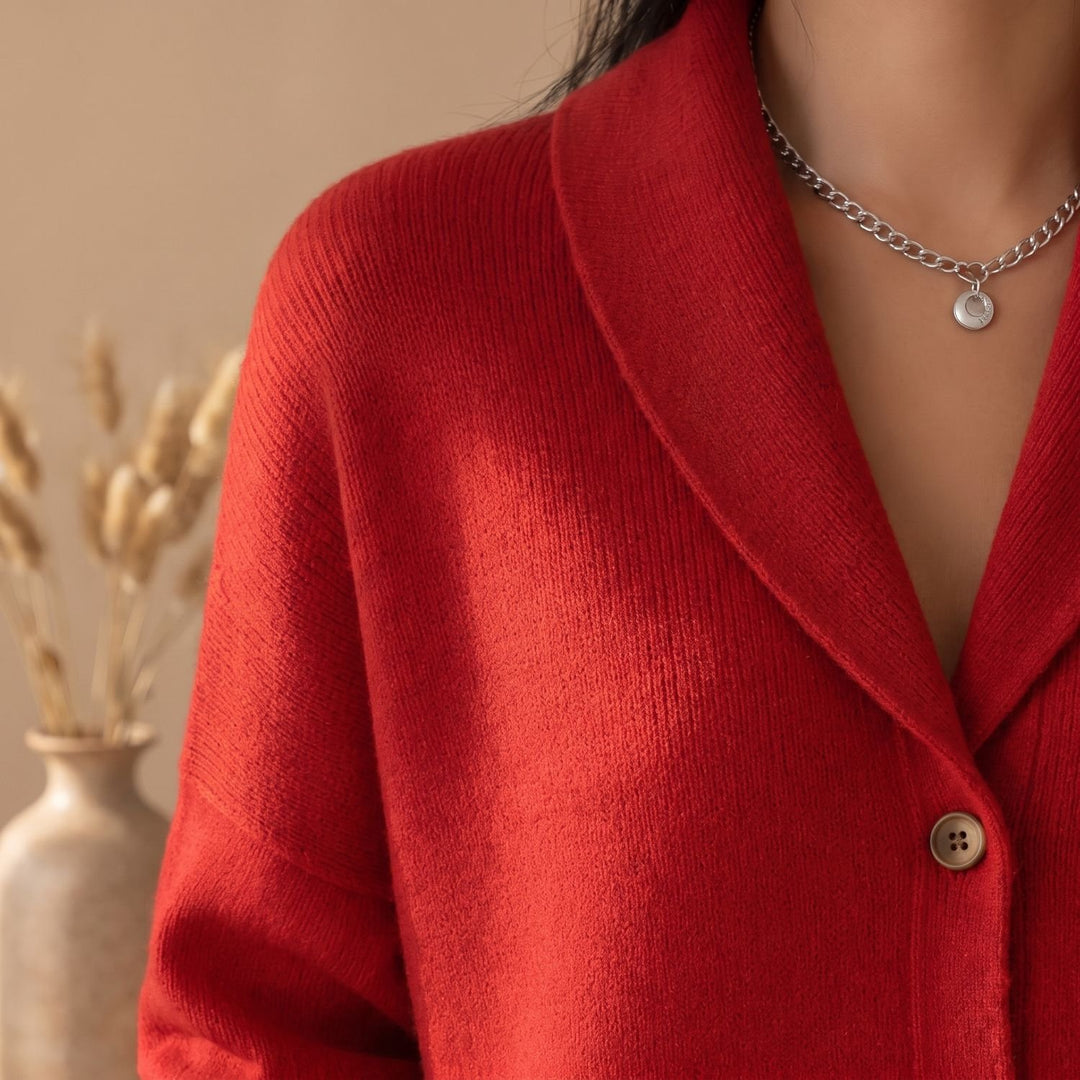 Women's Polo-Collar Button-Front Knit Cardigan