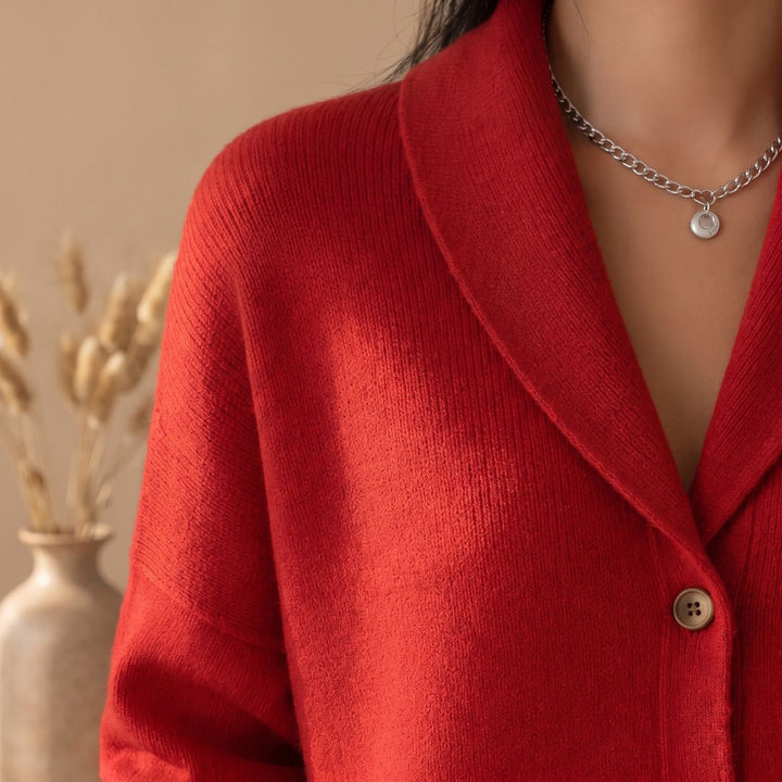 Women's Polo-Collar Button-Front Knit Cardigan