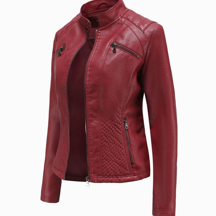 Women's Quilted Faux Leather Zip-Up Biker Jacket