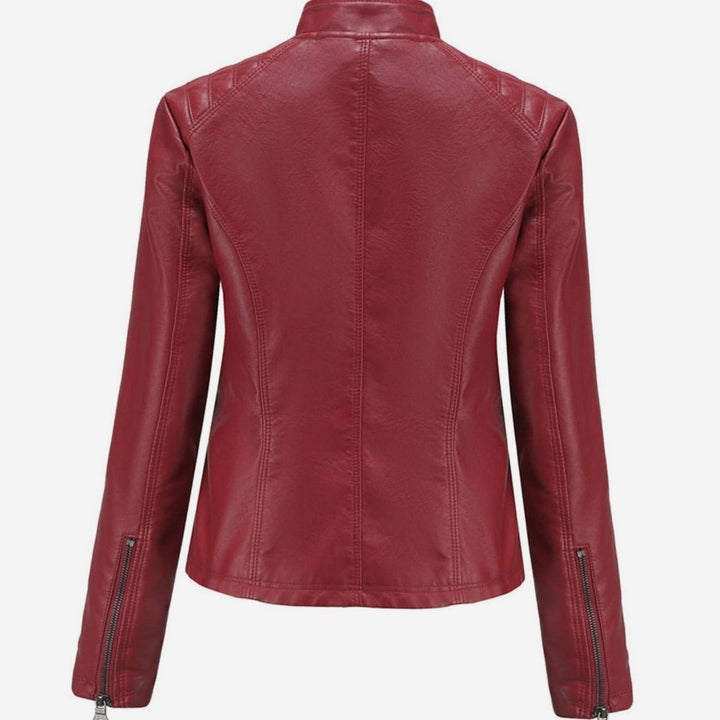 Women's Quilted Faux Leather Zip-Up Biker Jacket