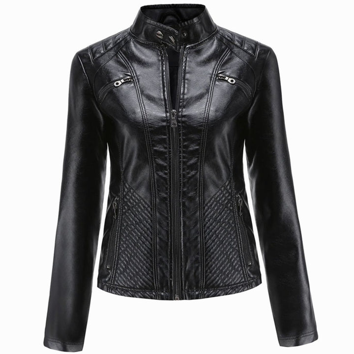 Women's Quilted Faux Leather Zip-Up Biker Jacket