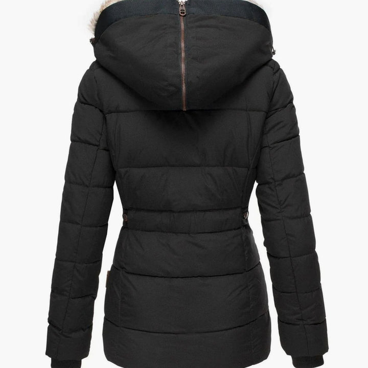 Women's Quilted Fur-Hood Zip-Up Winter Puffer Jacket