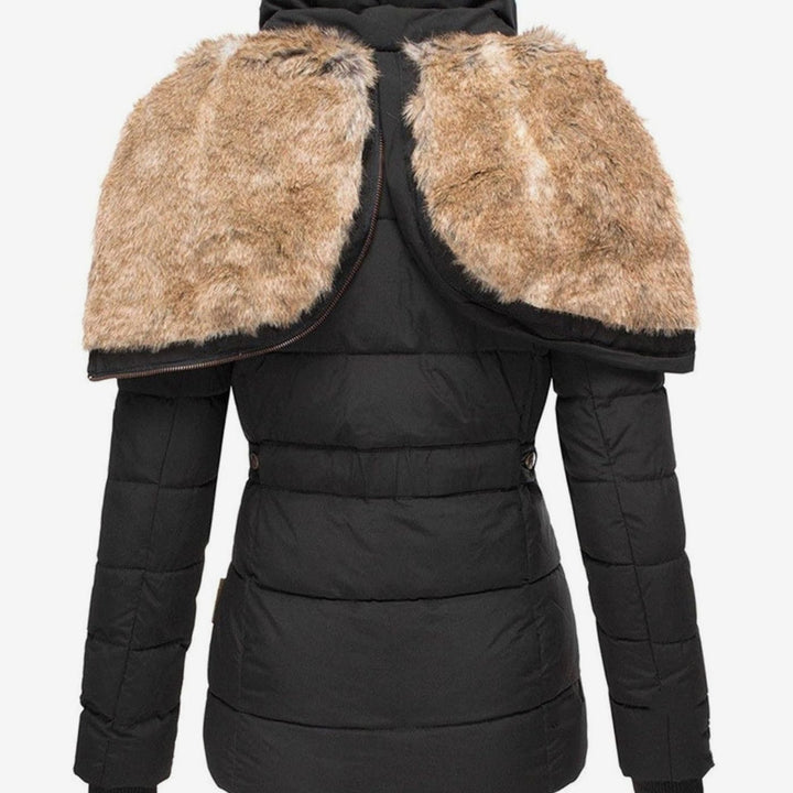 Women's Quilted Fur-Hood Zip-Up Winter Puffer Jacket