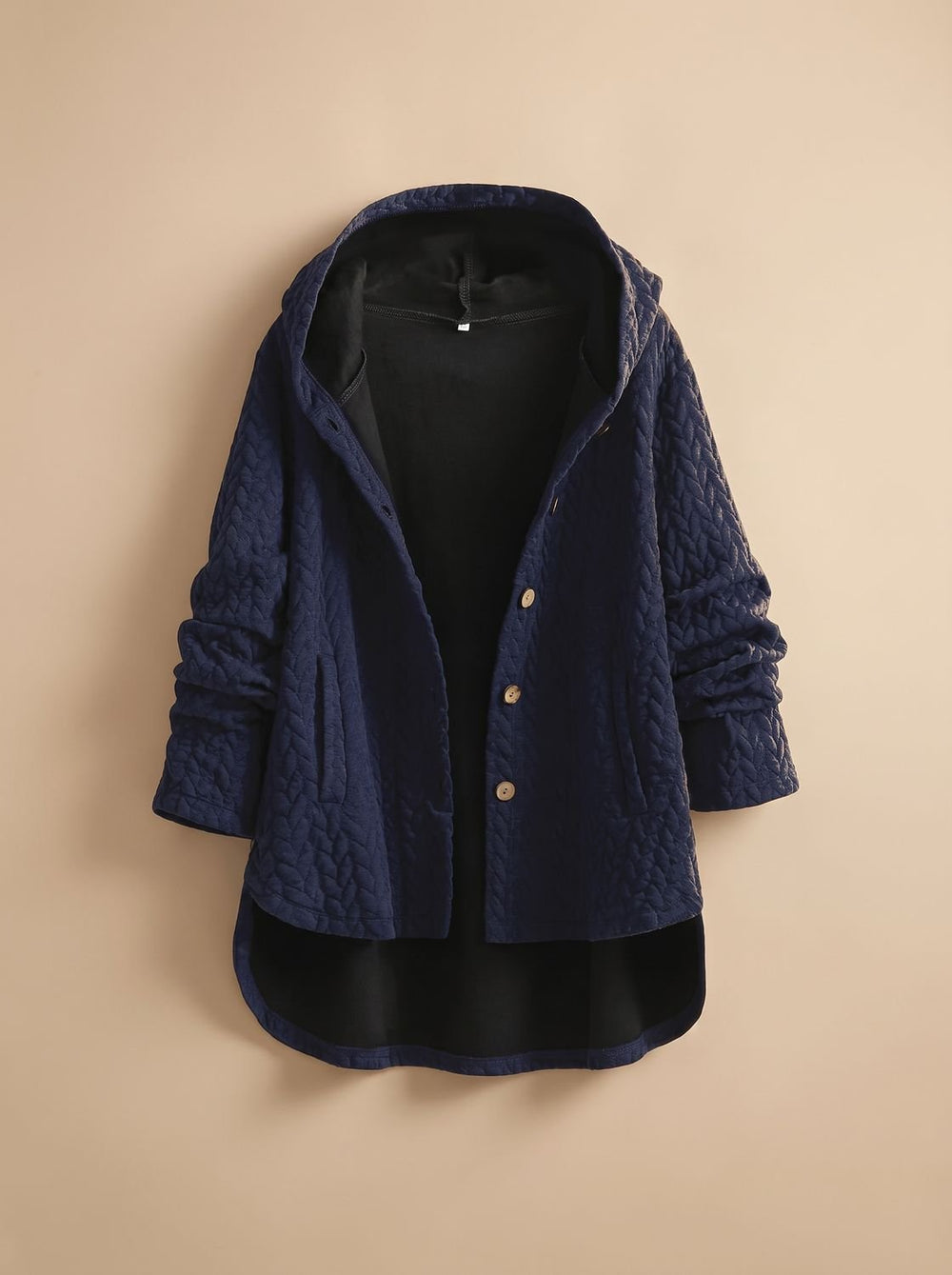 Women's Quilted Hooded Button-Front Asymmetric Coat - Blue