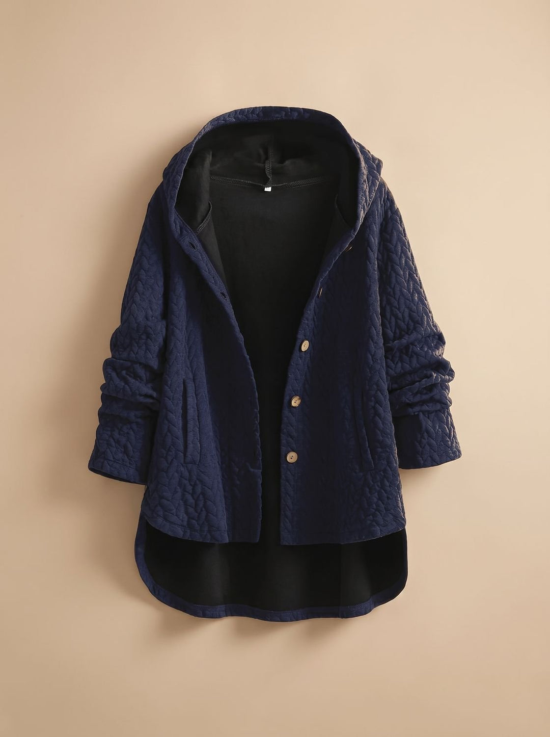Women's Quilted Hooded Button-Front Asymmetric Coat - Blue