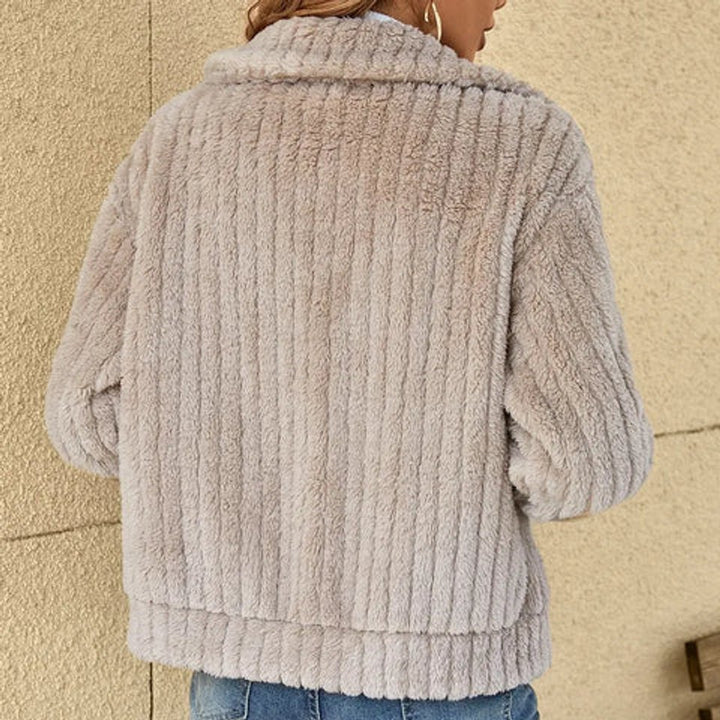 Women's Quilted Jacket Fluffy Zip-Up Plush Fleece Coat