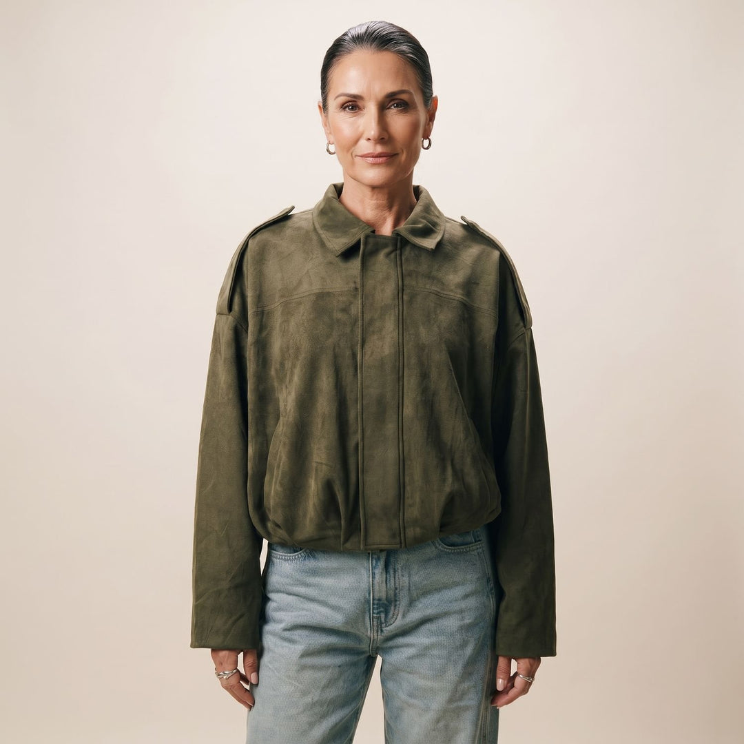 Women's Relaxed Boxy Faux Suede Cropped Jacket