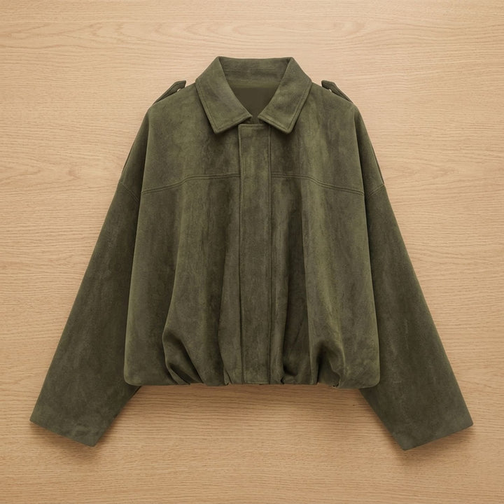 Women's Relaxed Boxy Faux Suede Cropped Jacket