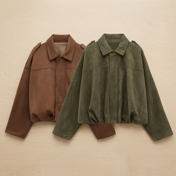 Women's Relaxed Boxy Faux Suede Cropped Jacket