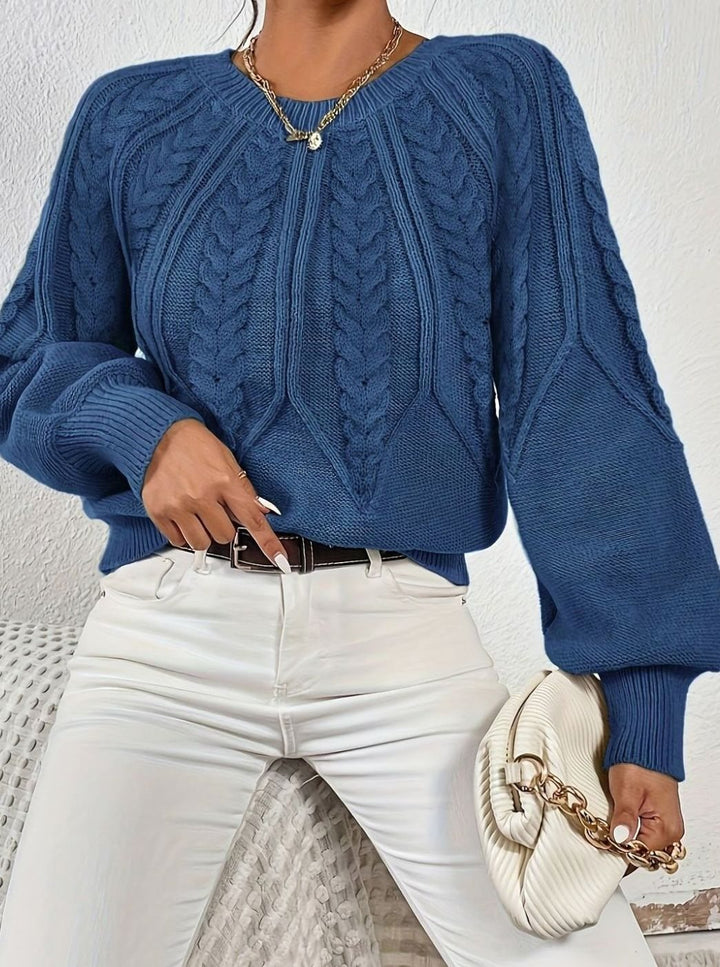 Women's Relaxed Cable-Knit Lantern Sleeve Sweater