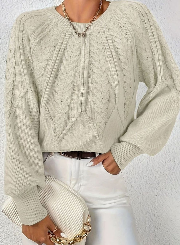 Women's Relaxed Cable-Knit Lantern Sleeve Sweater