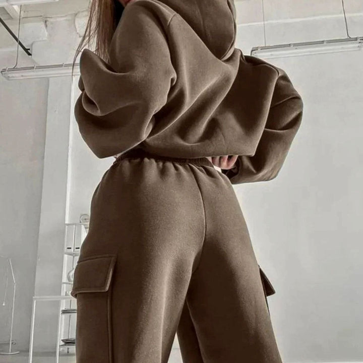 Women's Relaxed Cargo Pocket Hoodie Jogger Set