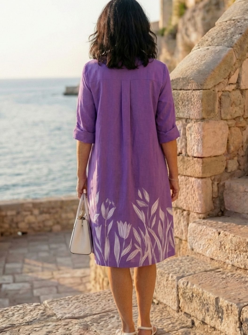 Women's Relaxed-Fit Botanical Print Collared Shirtdress