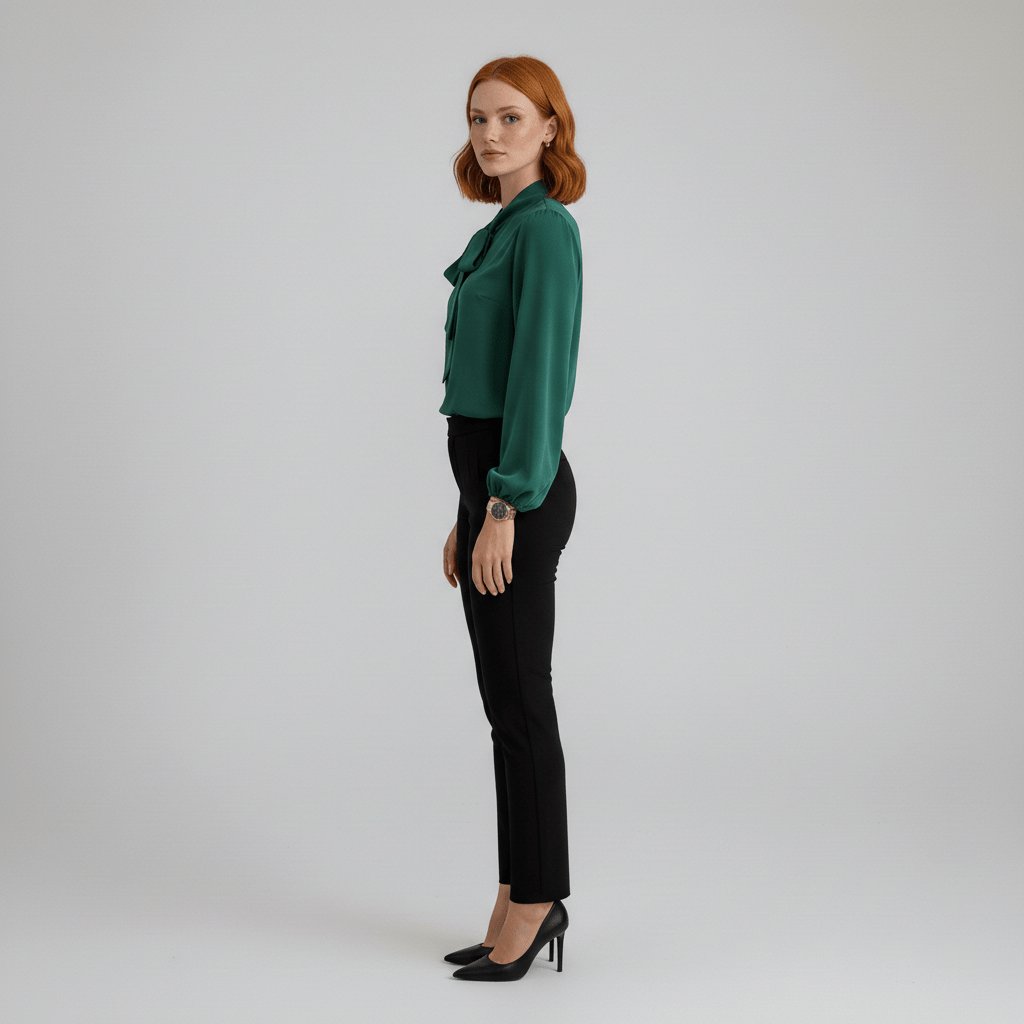 Women's Relaxed-Fit Bow-Tie Neck Long-Sleeve Blouse
