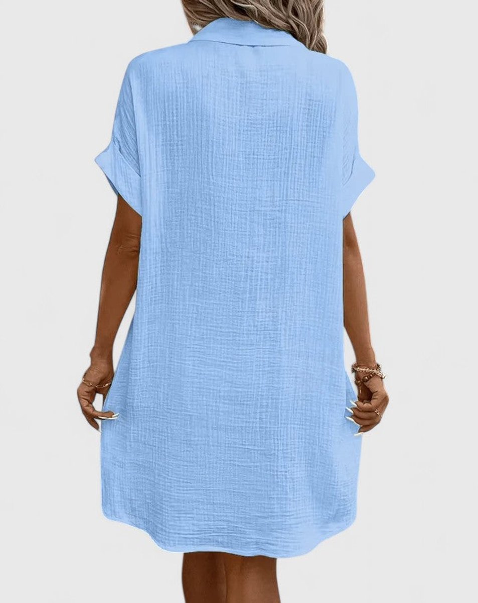 Women's Relaxed-Fit Button-Down Short Sleeve Shirt Dress