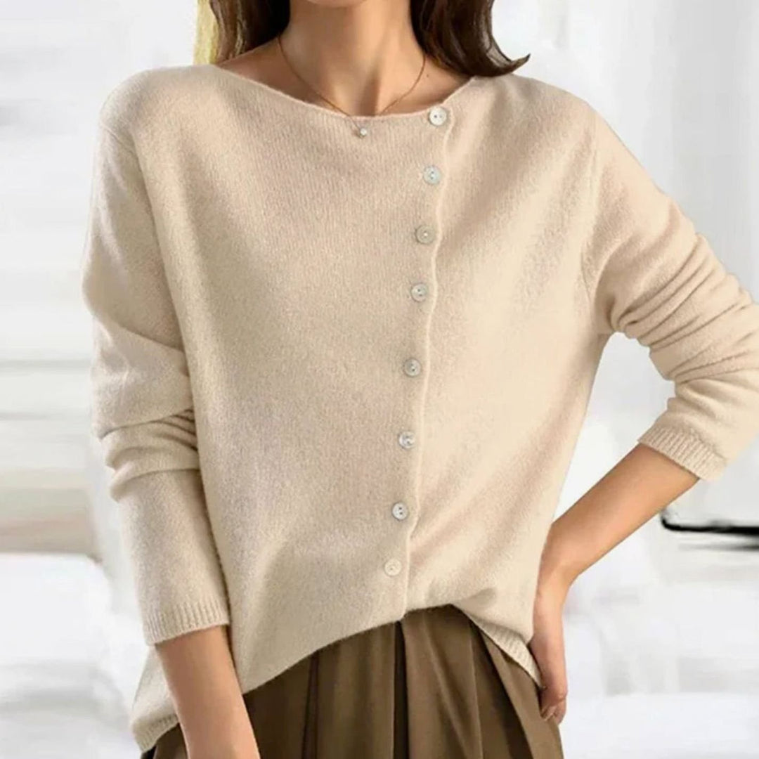 Women's Relaxed Fit Button Front Cardigan Knit Sweater - Beige