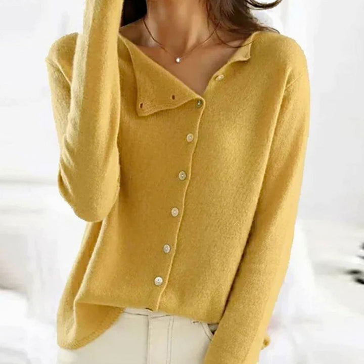 Women's Relaxed Fit Button Front Cardigan Knit Sweater - Yellow