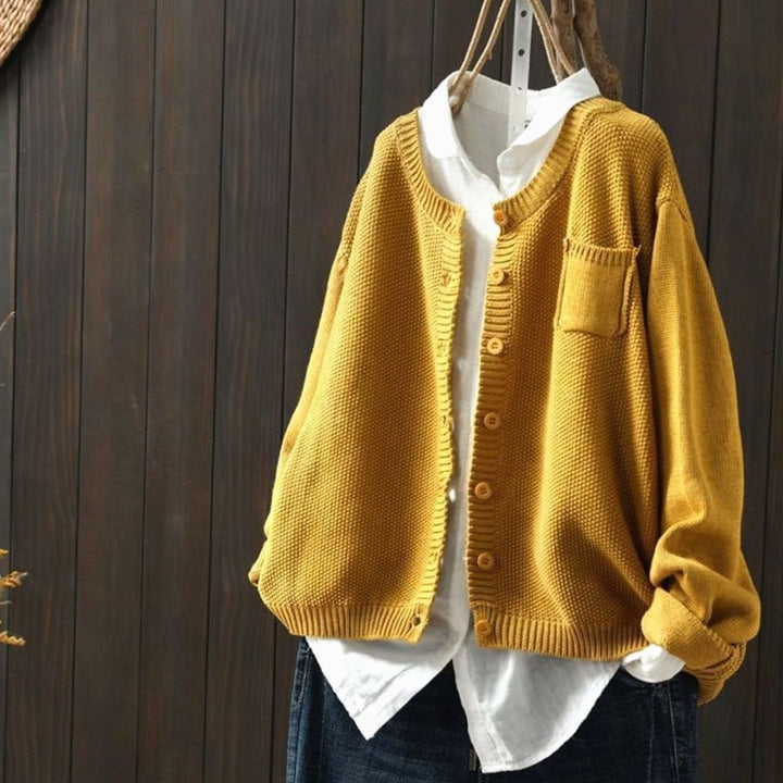 Women's Relaxed-Fit Button-Front Comfy Knit Cardigan - Yellow