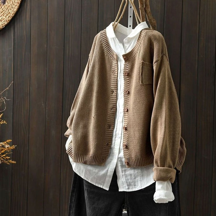 Women's Relaxed-Fit Button-Front Comfy Knit Cardigan - Khaki
