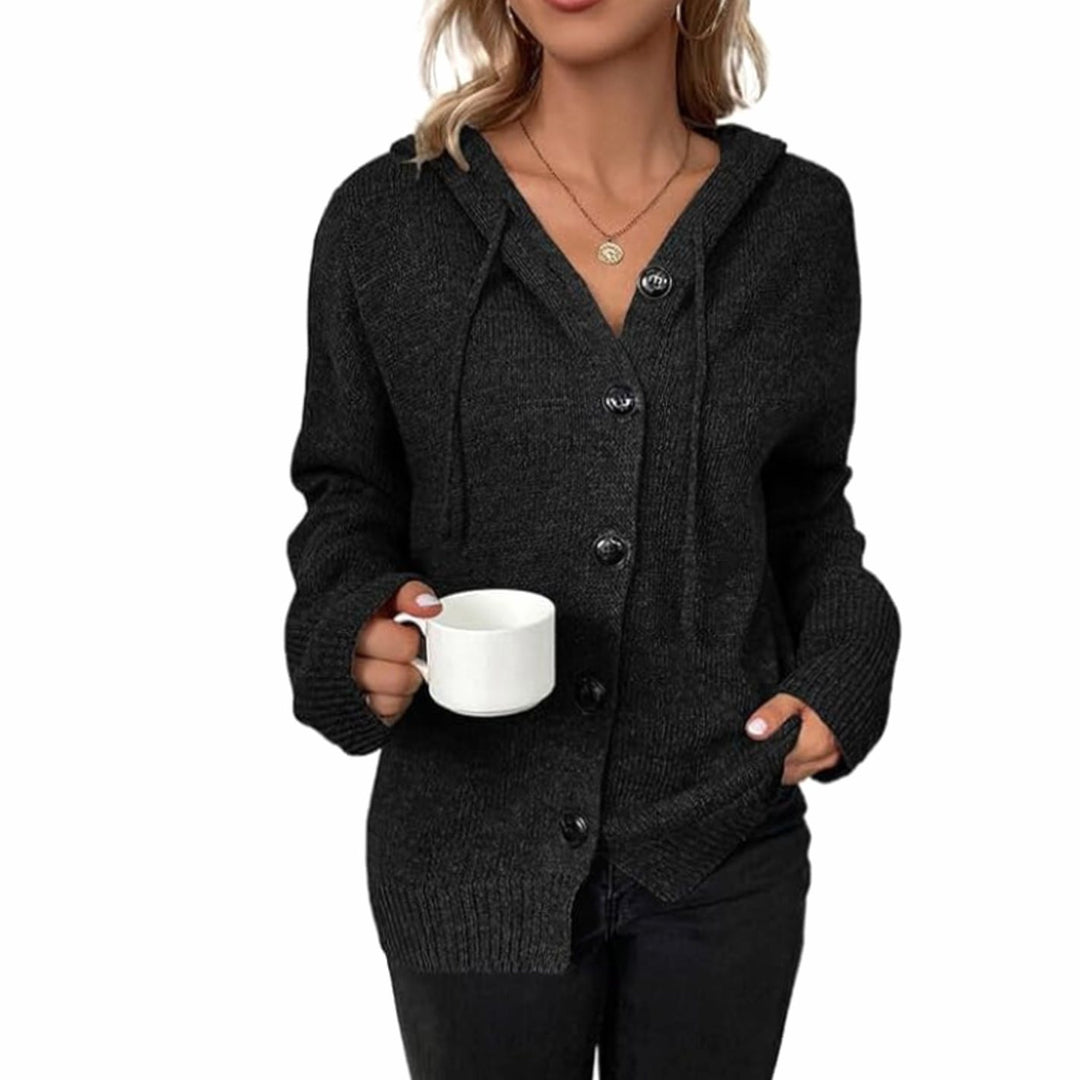 Women's Relaxed-Fit Button-Front Hooded Cardigan Sweater