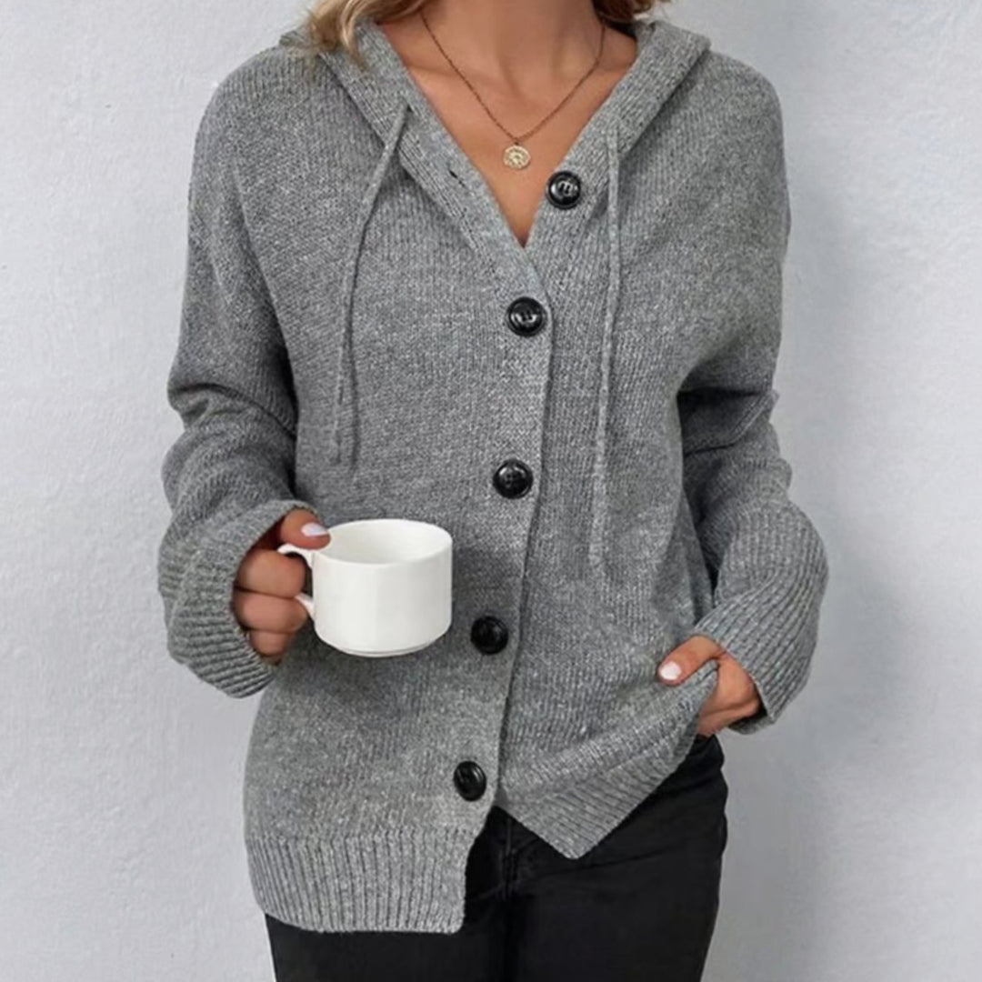 Women's Relaxed-Fit Button-Front Hooded Cardigan Sweater