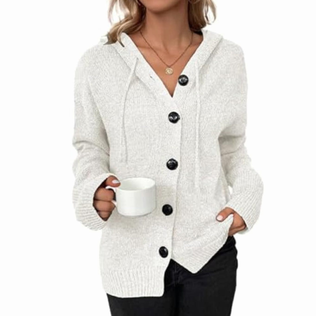 Women's Relaxed-Fit Button-Front Hooded Cardigan Sweater