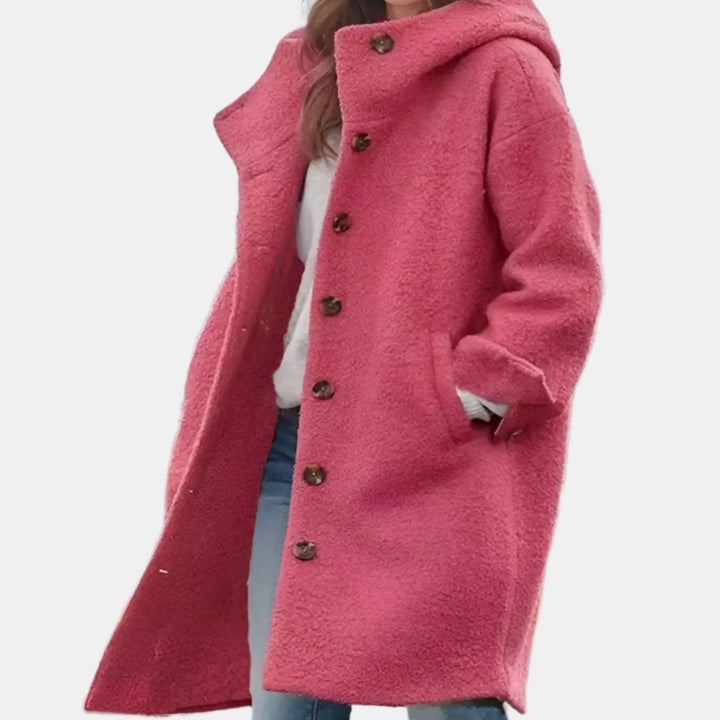 Women's Relaxed-Fit Button-Front Long Winter Coat - Pink