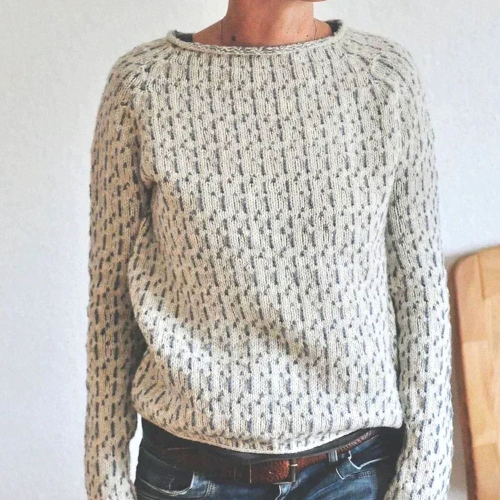 Women's Relaxed-Fit Crew Neck Long-Sleeve Knit Sweater