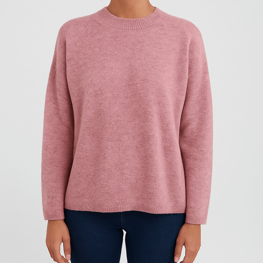Women's Relaxed-Fit Crew Neck Pullover Sweater - Pink