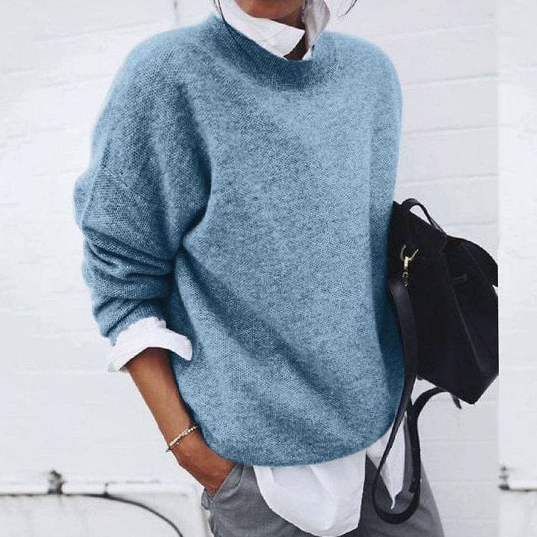 Women's Relaxed-Fit Crew Neck Pullover Sweater - Blue