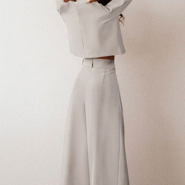 Women's Relaxed Fit Cropped Top Wide-Leg Pants Outfit Set
