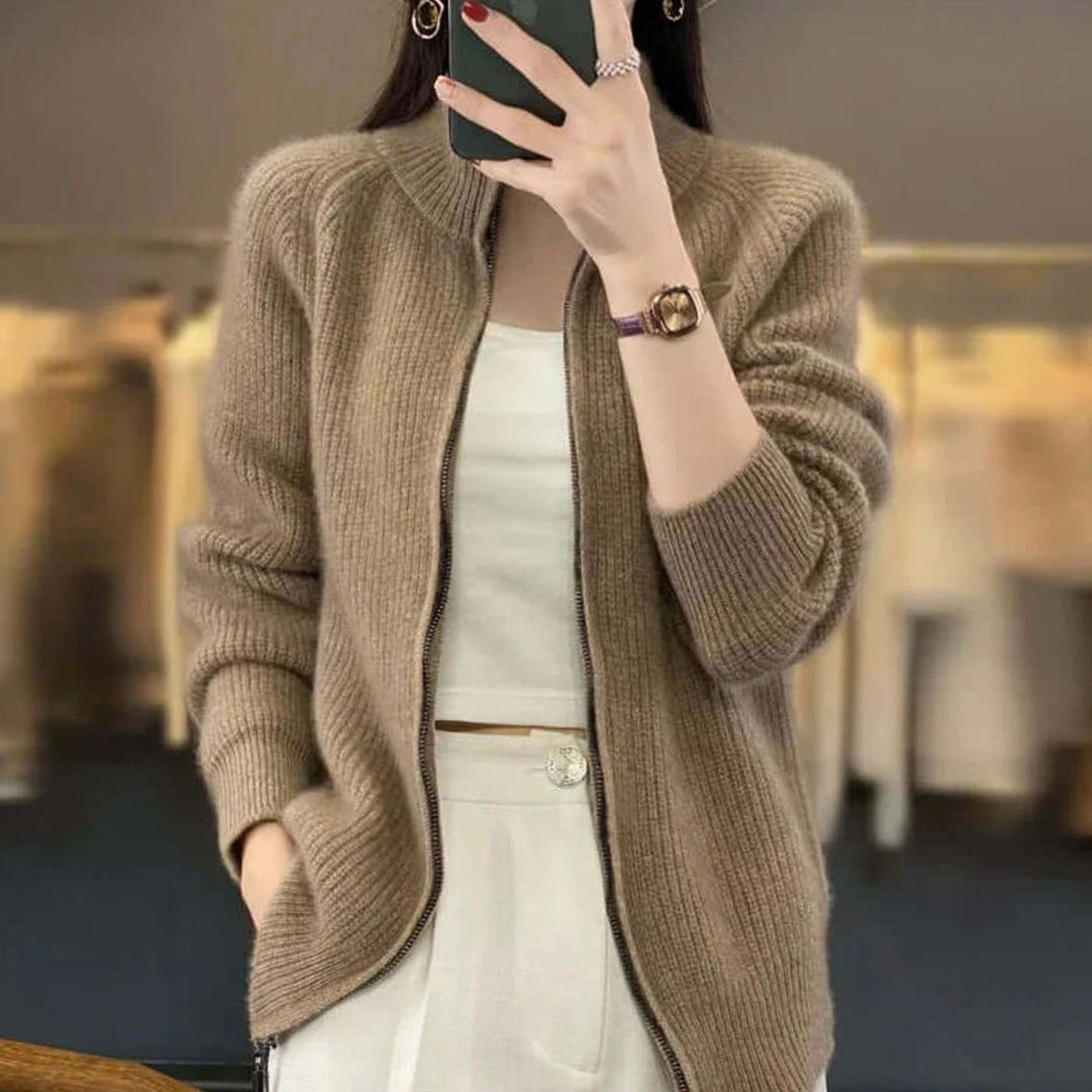 Women's Relaxed-Fit Half-Zip Ribbed Knit Sweater