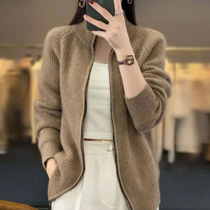 Women's Relaxed-Fit Half-Zip Ribbed Knit Sweater