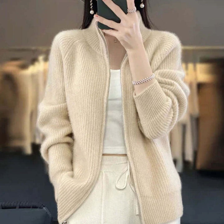 Women's Relaxed-Fit Half-Zip Ribbed Knit Sweater