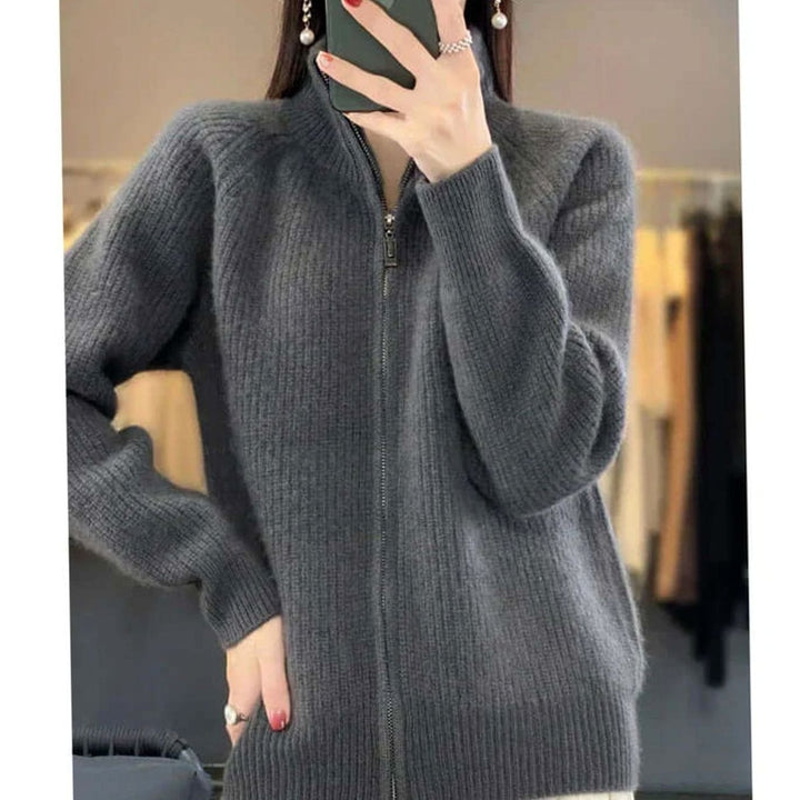 Women's Relaxed-Fit Half-Zip Ribbed Knit Sweater