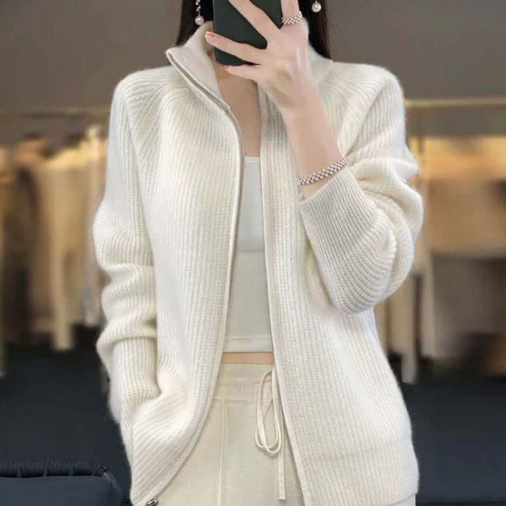 Women's Relaxed-Fit Half-Zip Ribbed Knit Sweater - White