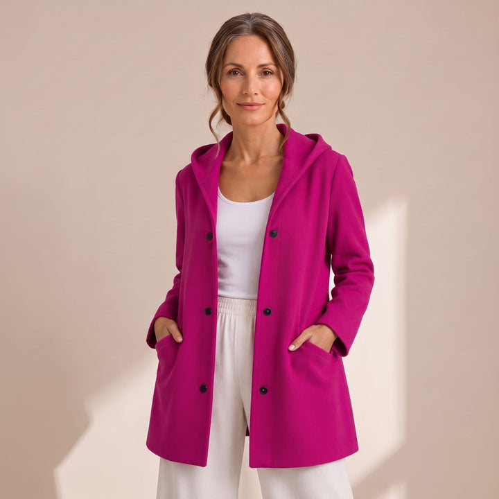 Women's Relaxed-Fit Hooded Button-Up Cardigan Coat - Pink