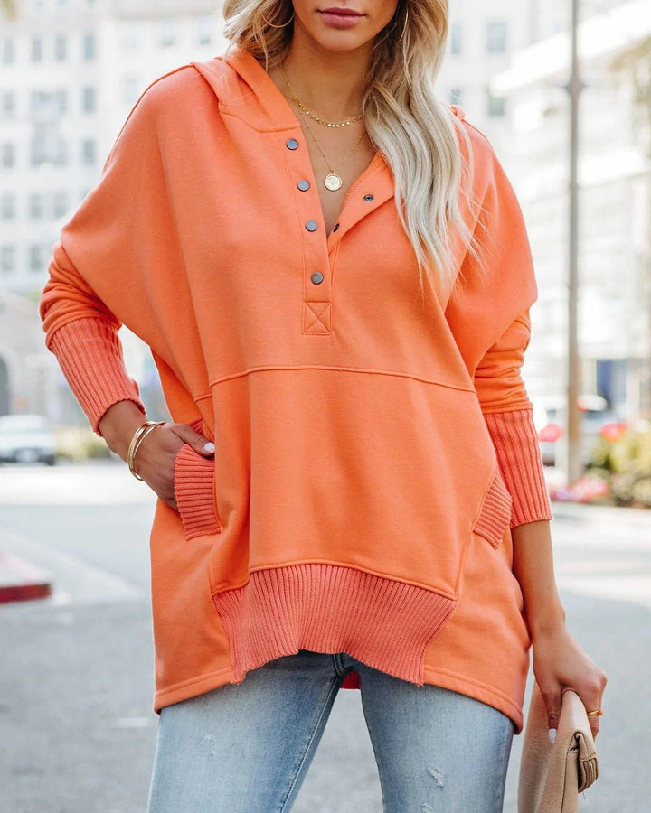 Women's Relaxed-Fit Hooded Drawstring Pullover Tunic Sweatshirt