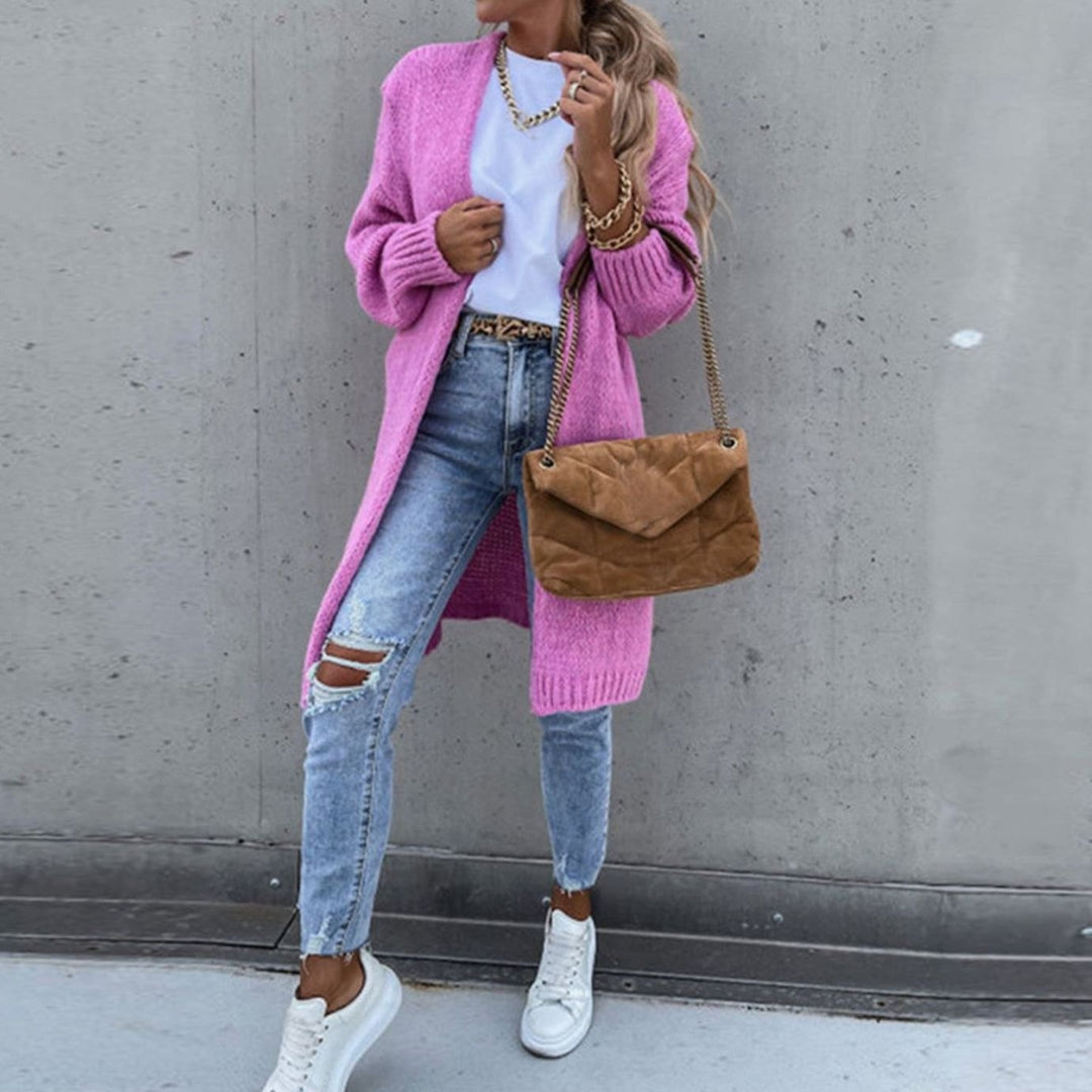 Women's Relaxed-Fit Long Open Front Cardigan Sweater