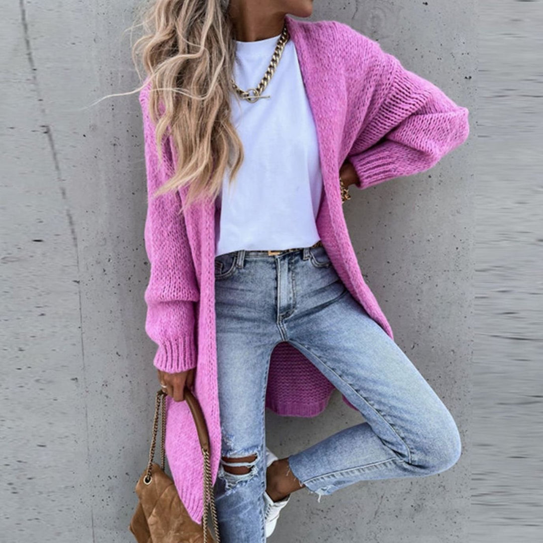 Women's Relaxed-Fit Long Open Front Cardigan Sweater - Pink