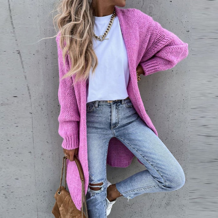 Women's Relaxed-Fit Long Open Front Cardigan Sweater - Pink