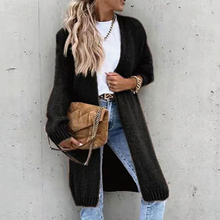 Women's Relaxed-Fit Long Open Front Cardigan Sweater - Black
