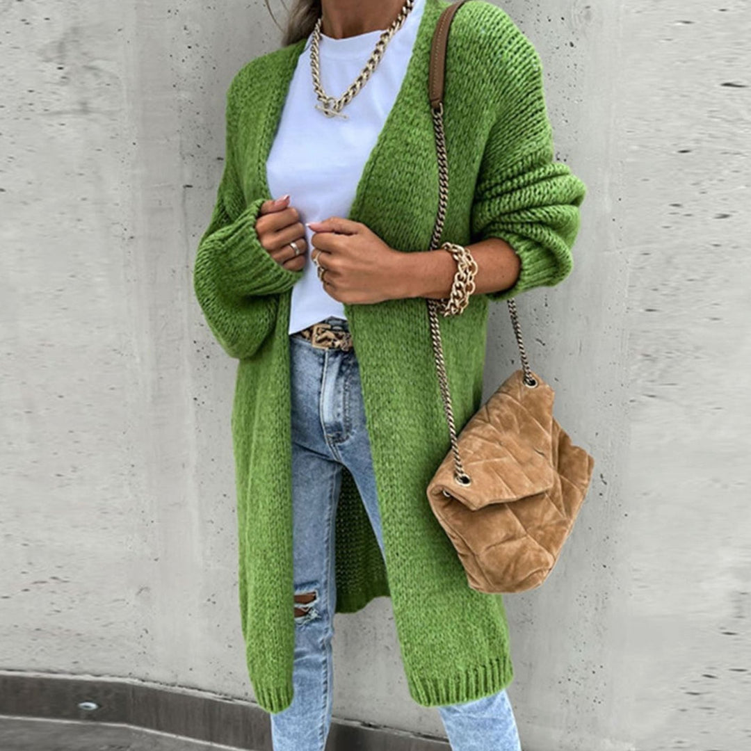 Women's Relaxed-Fit Long Open Front Cardigan Sweater - Green